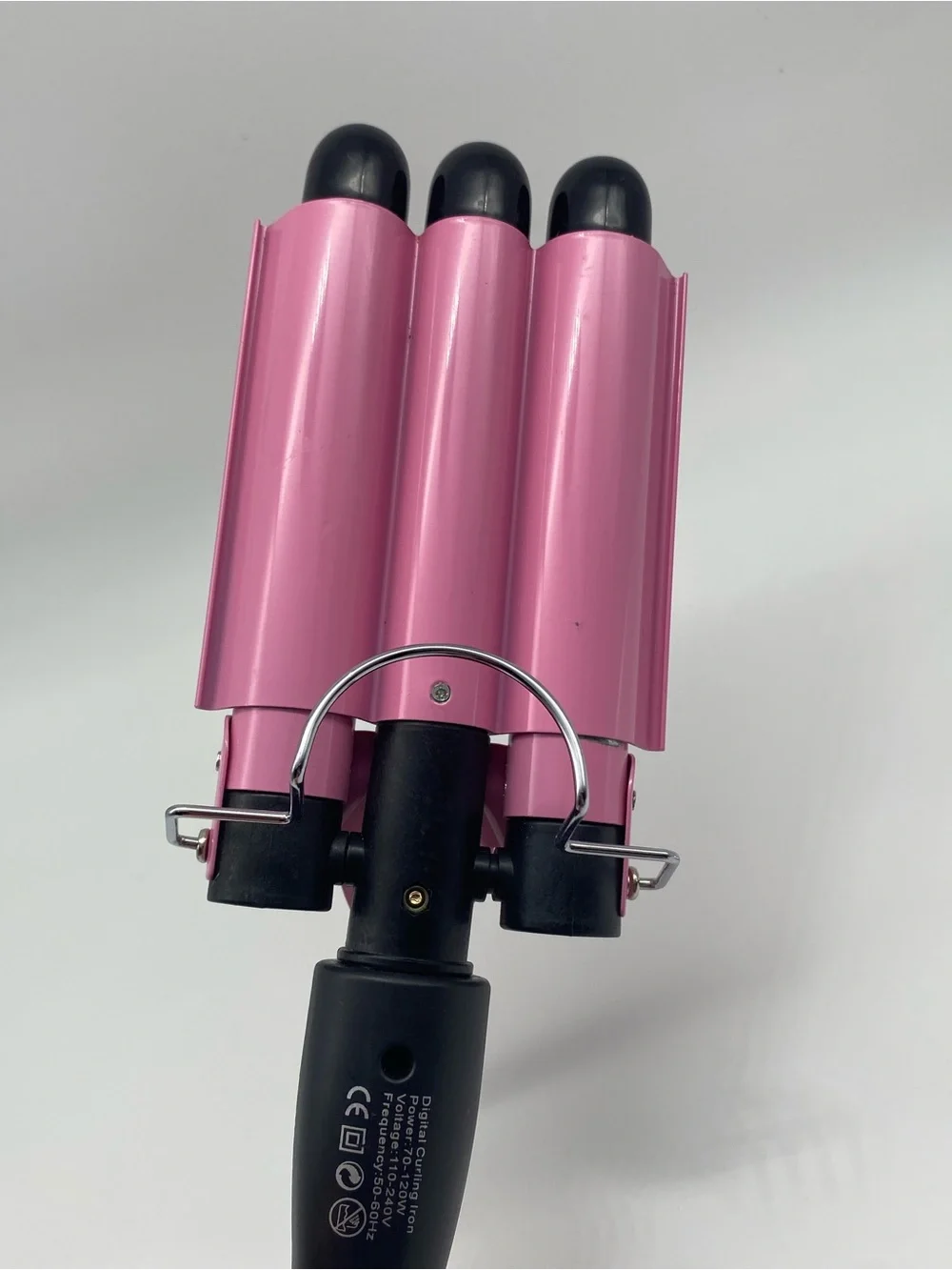 Pink Triple Barrel Waver Hair Curling Iron - Black Handle